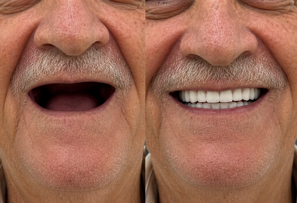 Antes e depois de paciente Odonto Poletti